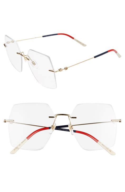 gucci 55mm rimless square optical glasses|gucci eyewear square frame sunglasses.